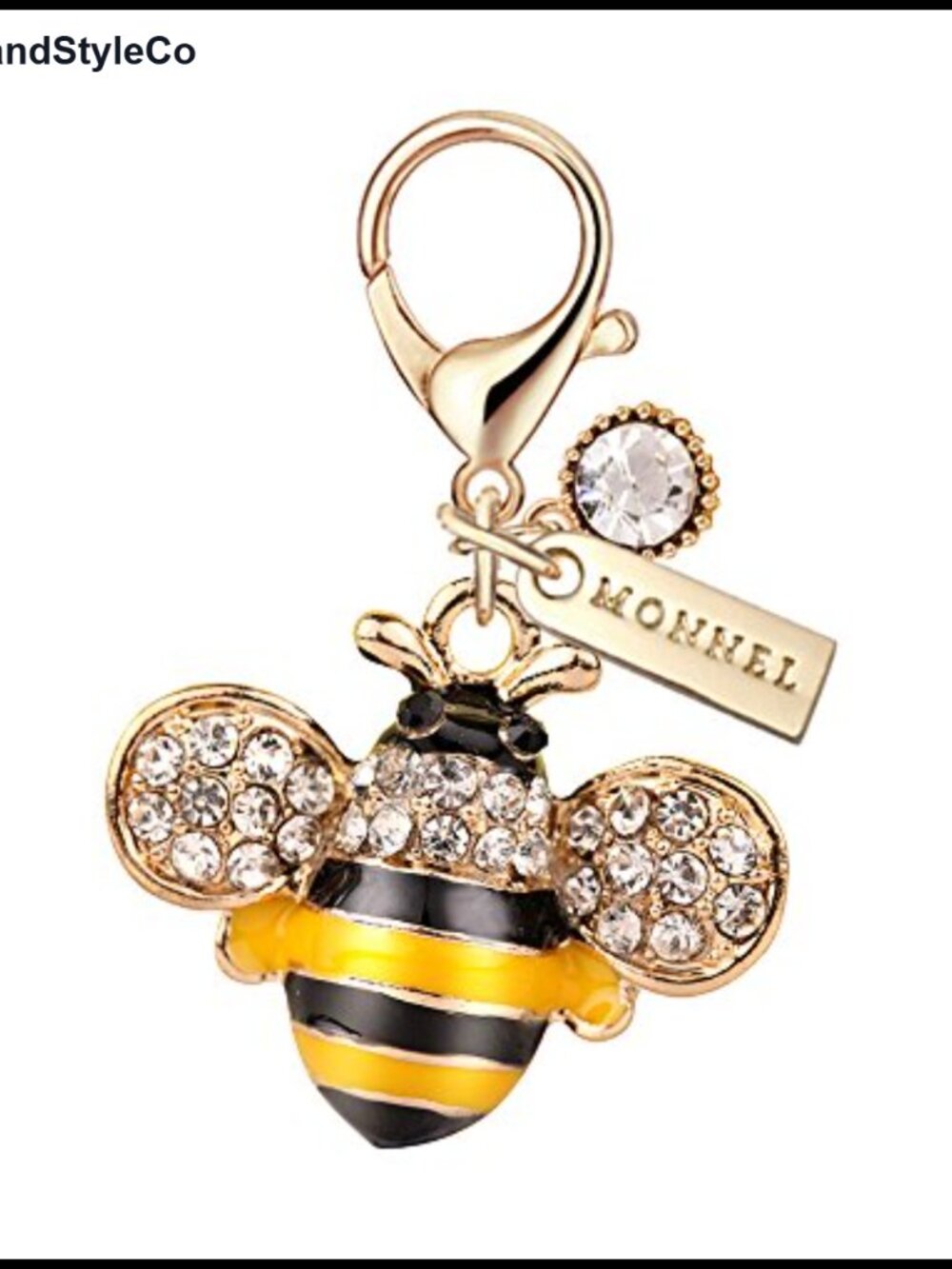 Bee Crystal Lobster Clasp Charm Pendant Zinc Alloy Rhinestone Jewelry Making
